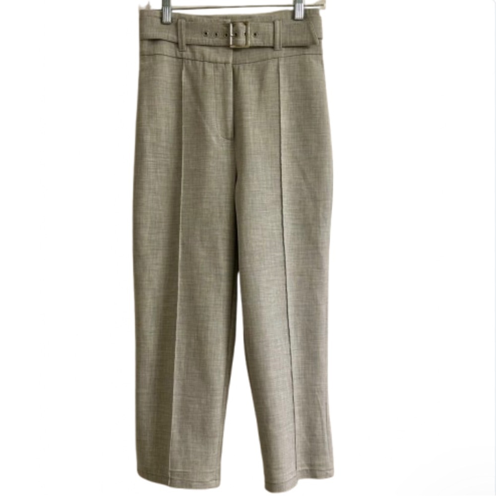 Veronica Beard High Waist Belted Seamed Cropped Gray Dress Pants 2
